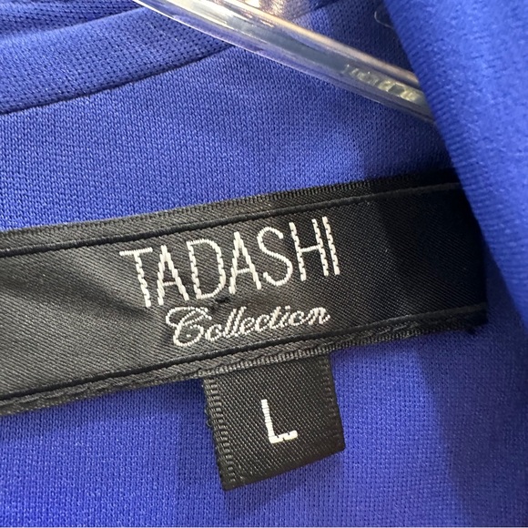 Tadashi Shoji Women's Size L Blue Cocktail Midi Dress Elegant Tiered Layered - Picture 4 of 8